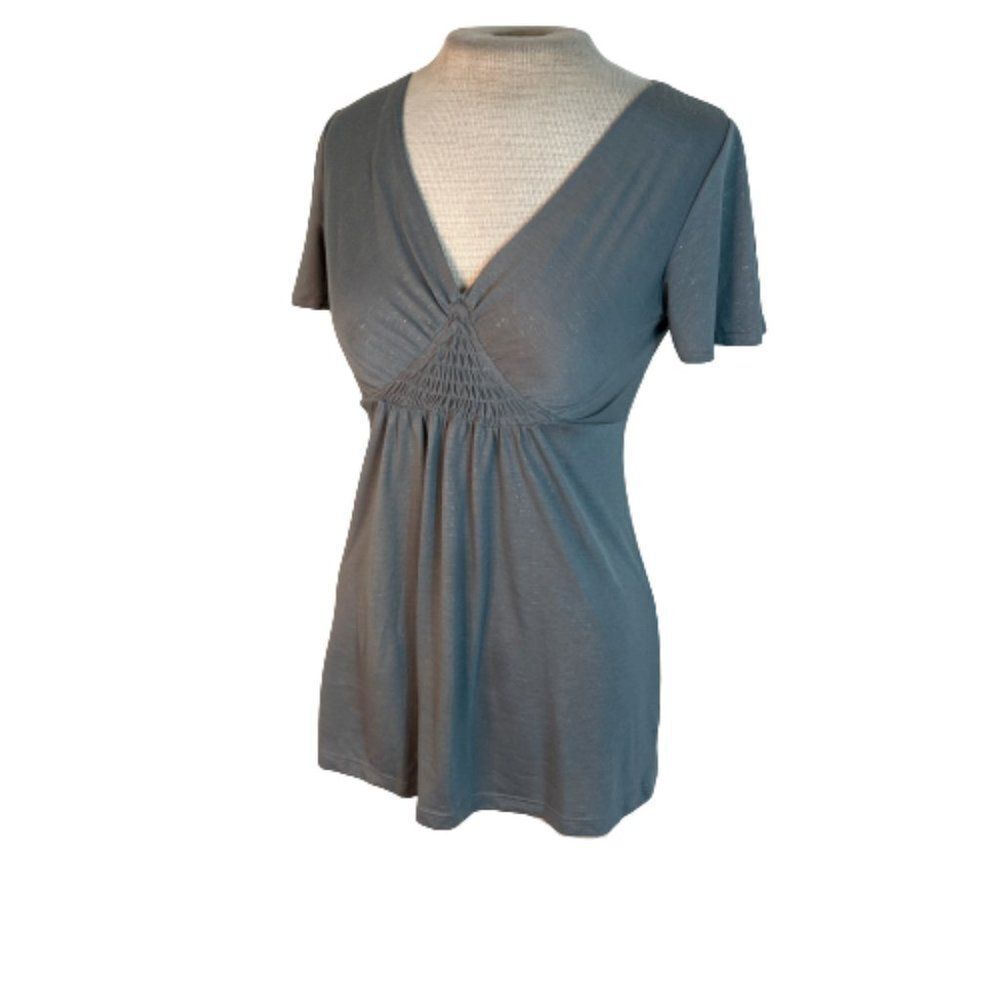 Licorice Shimmer Knit Top Shirt Gray S Small Minor Flaw
